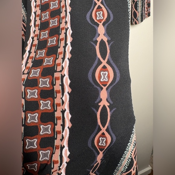 Free People Black and Pink Geometric Long Sleeve Mini Dress - Picture 7 of 12